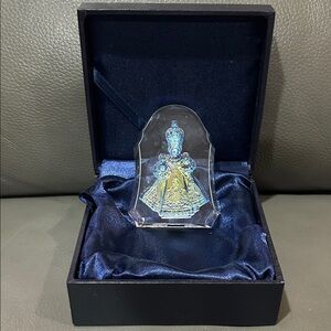 Baby Jesus Of Prague Iridescent Art Glass Blue and Gold Accents box included